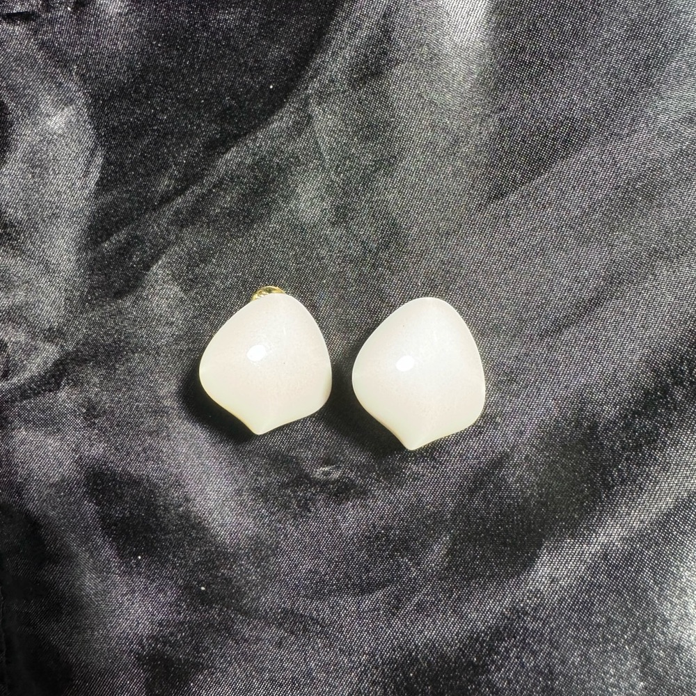 Monet White Teardrop Earrings Minimalist Design